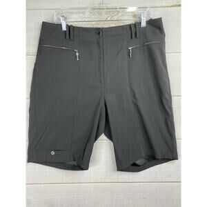 DKNY Golf Shorts Sz 14 Women’s Black Bermuda Stretch Zip Pockets Active Casual